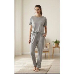 State of Day Modal Pajama Set Womens Large Gray Short Sleeve Lounge Sleepwear